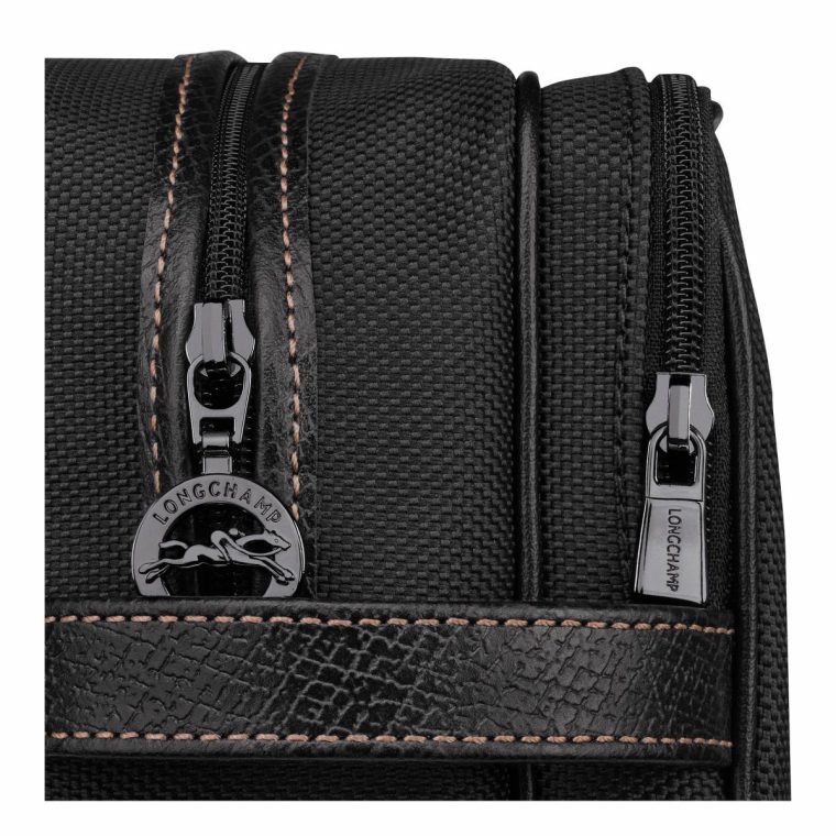 Black Women Longchamp Boxford Toiletry Case Black - Recycled Canvas Toiletry Bags - Image 5