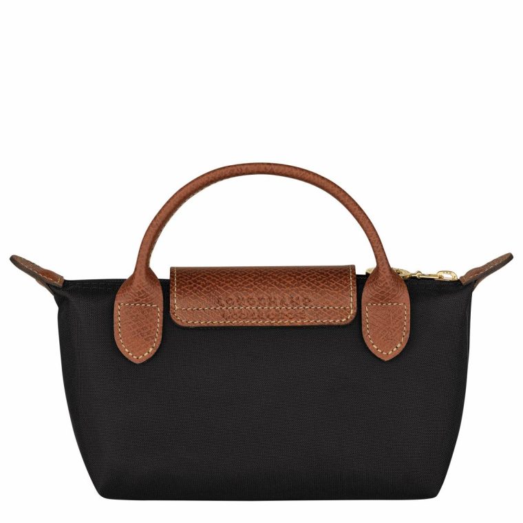 Black Women Longchamp Le Pliage Original Pouch With Handle Black - Recycled Canvas Pouches & Cases - Image 3