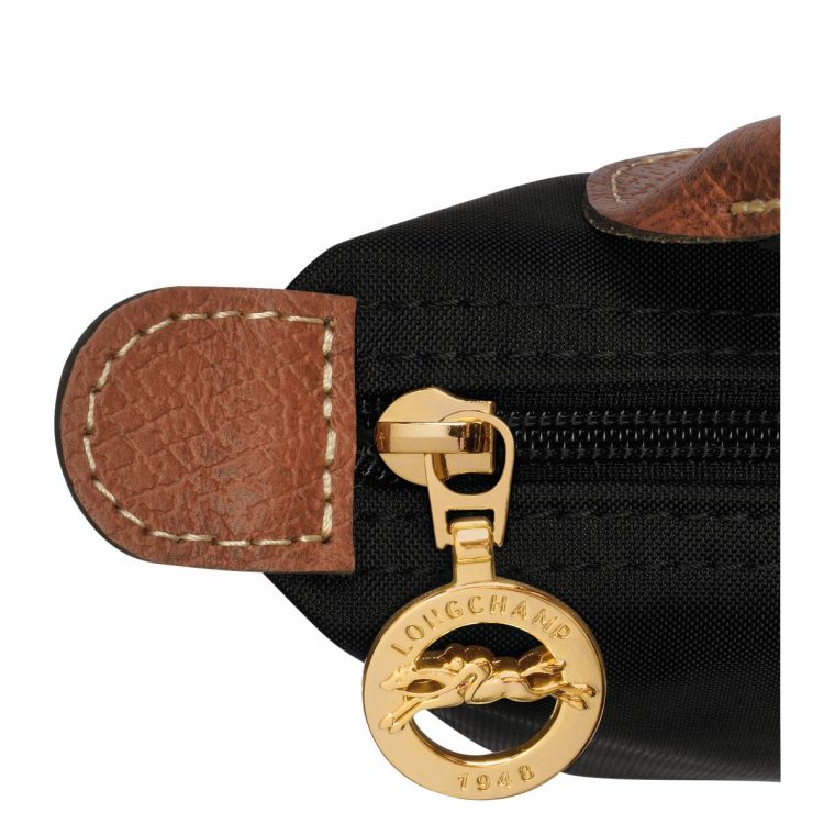 Black Women Longchamp Le Pliage Original Pouch With Handle Black - Recycled Canvas Pouches & Cases - Image 5