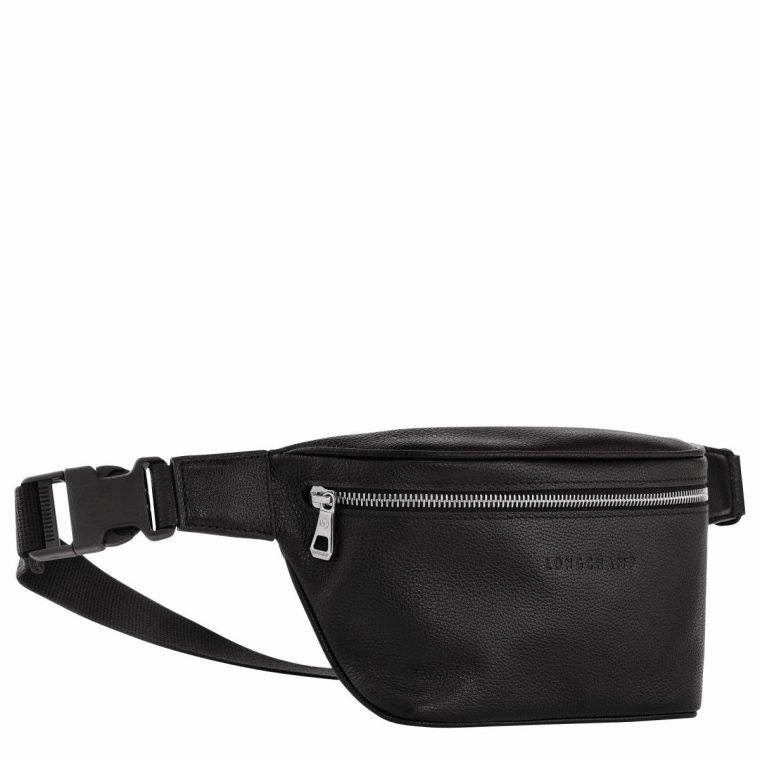 Black Women Longchamp Leather Bags Le Foulonné M Belt Bag Black - Leather - Image 3