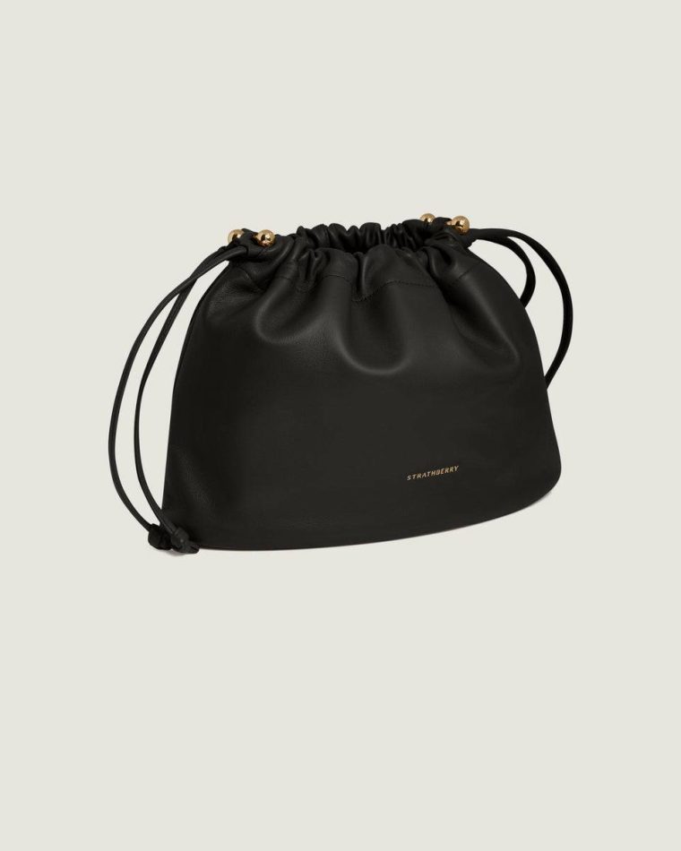 Black Women Strathberry Charlotte Midi Drawstring Shoulder Bags - Image 2