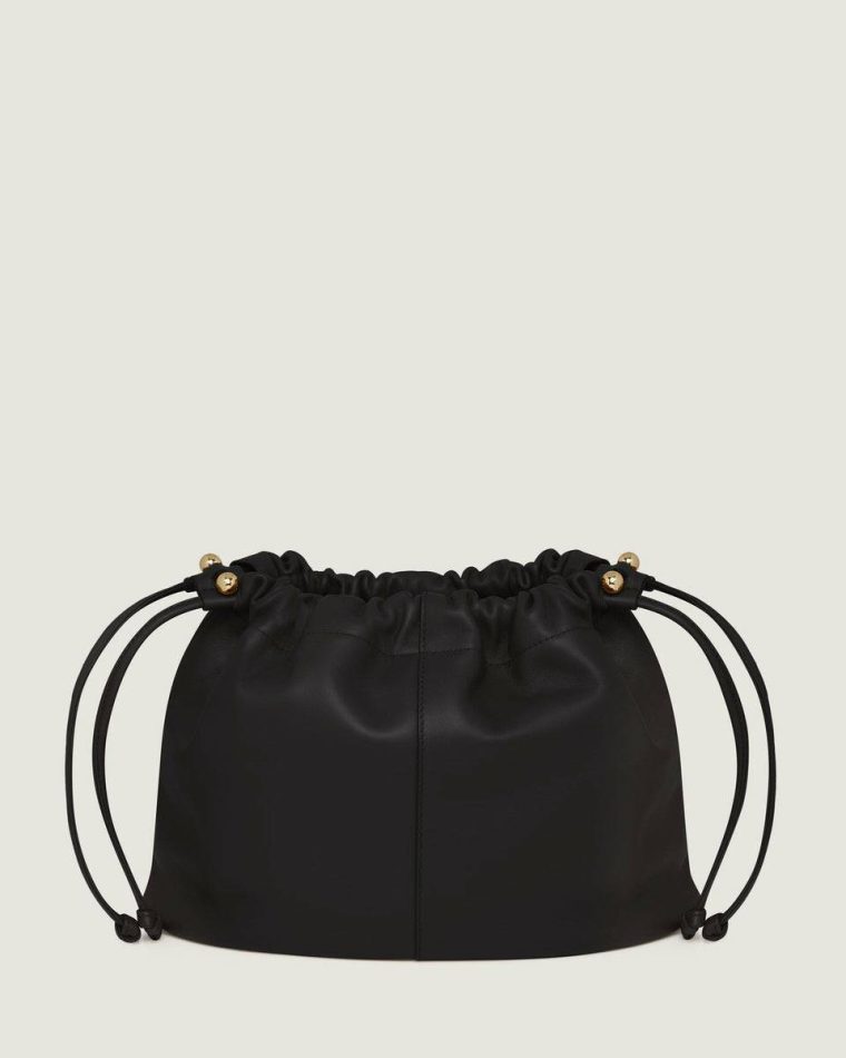 Black Women Strathberry Charlotte Midi Drawstring Shoulder Bags - Image 4