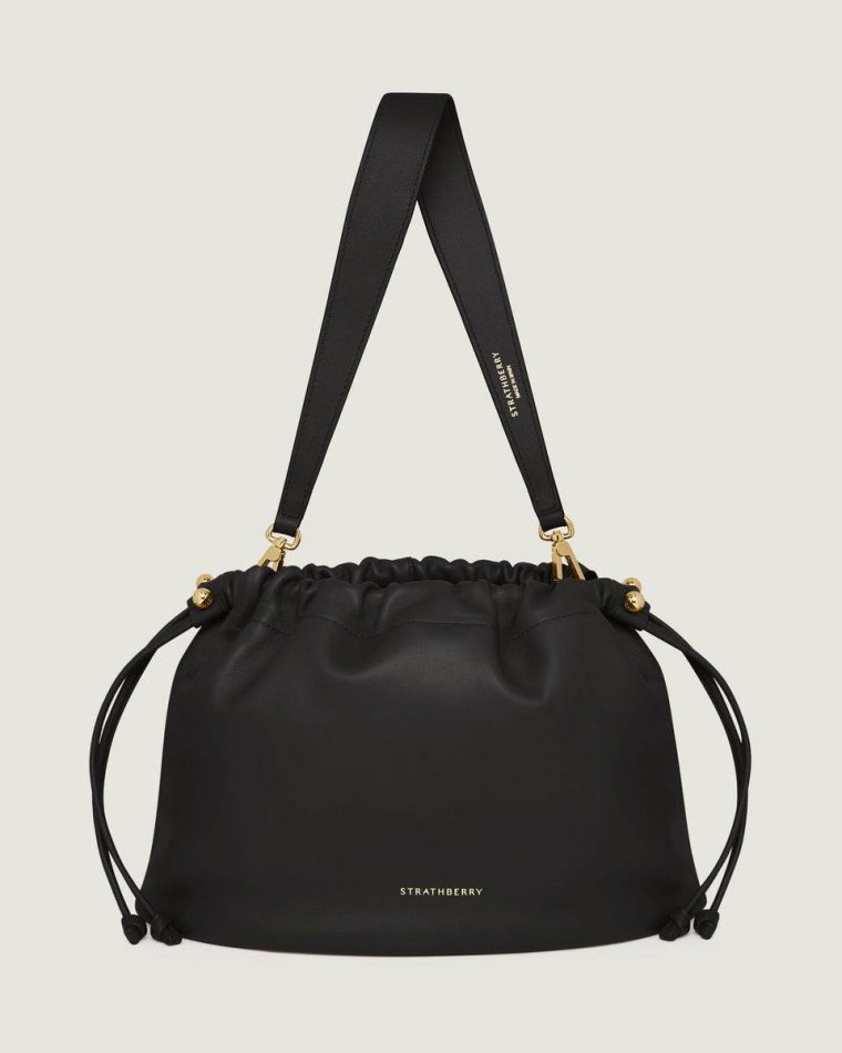 Black Women Strathberry Charlotte Midi Drawstring Shoulder Bags - Image 5
