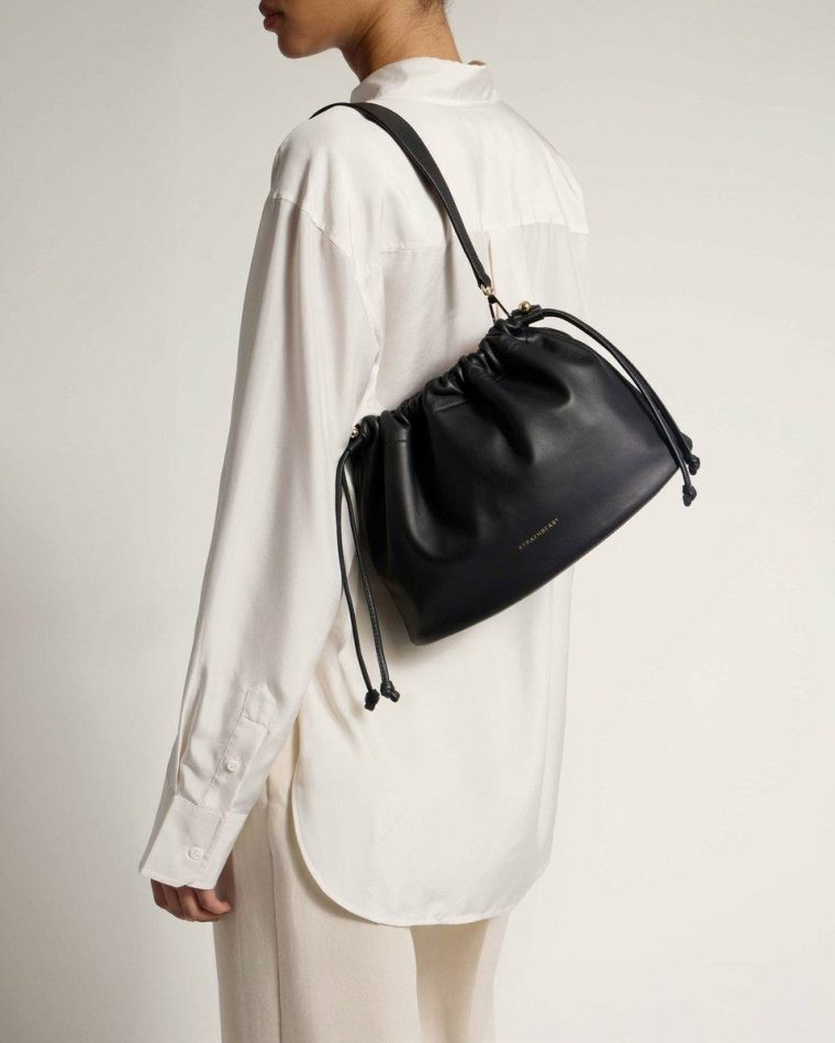 Black Women Strathberry Charlotte Midi Drawstring Shoulder Bags