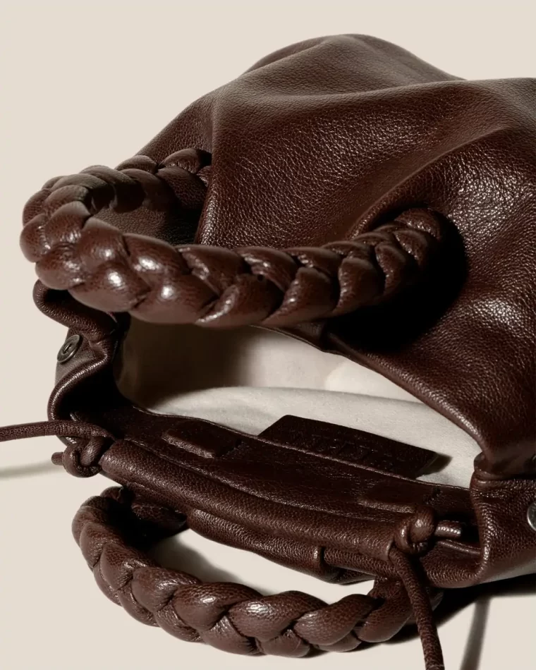 Bombon M Supple Shiny - Plaited-Handle Leather Crossbody Bag Hereu Mahogany Women Crossbody Bags - Image 3