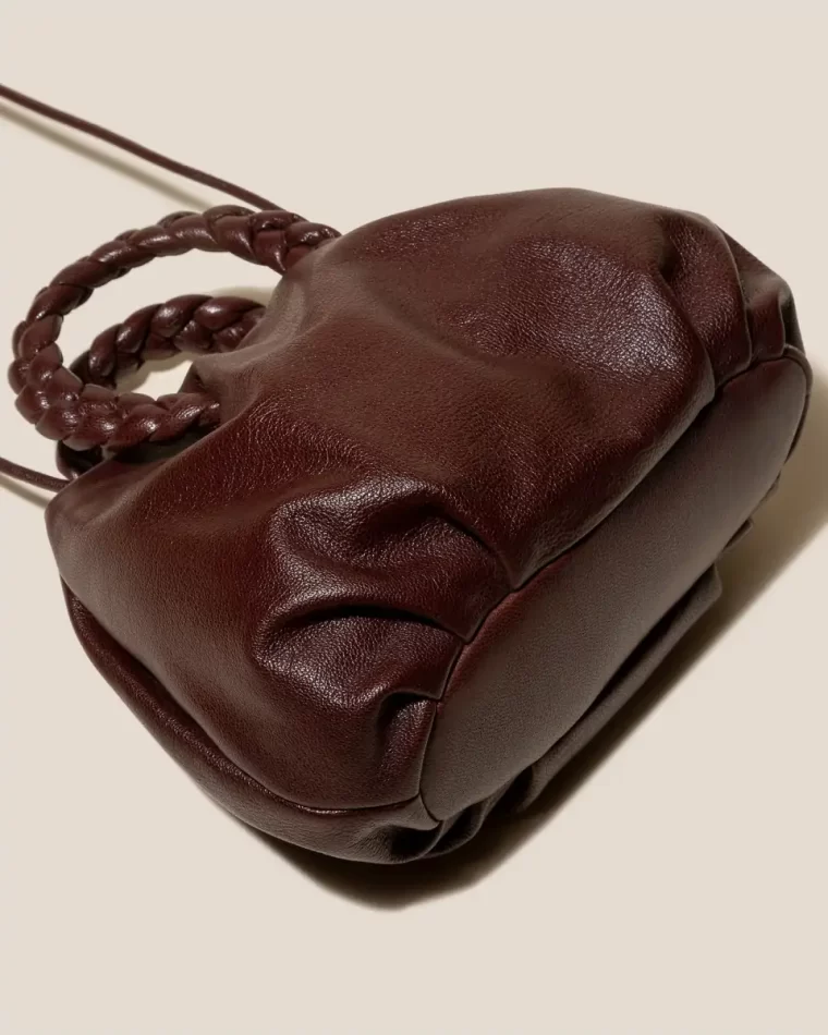 Bombon M Supple Shiny - Plaited-Handle Leather Crossbody Bag Hereu Mahogany Women Crossbody Bags - Image 4