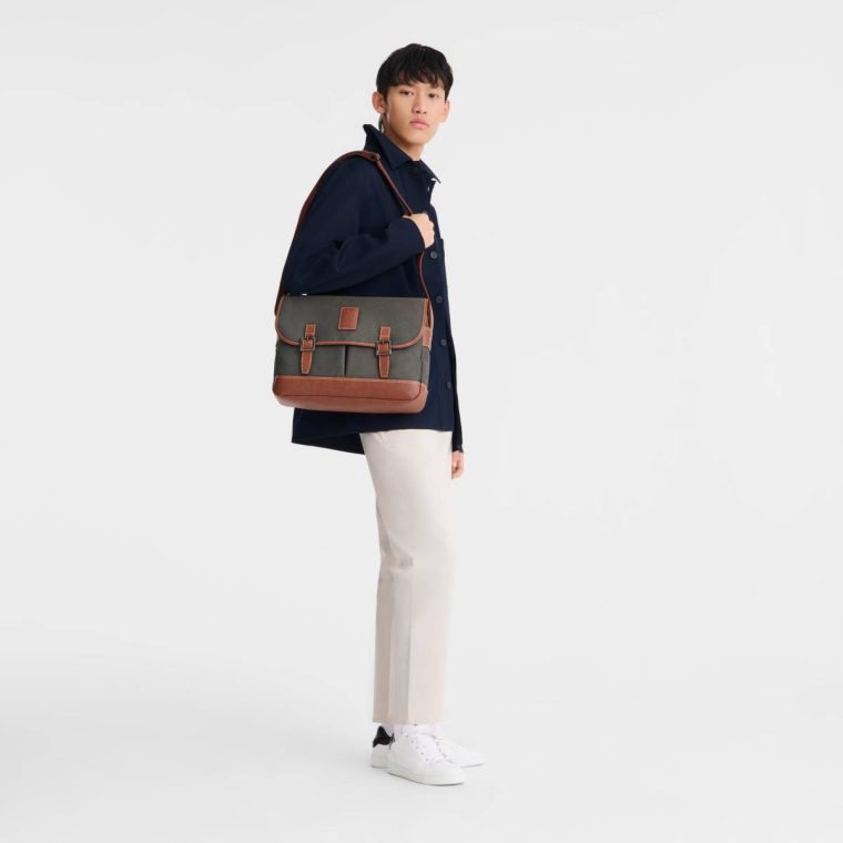 Boxford L Crossbody Bag Brown - Recycled Canvas Longchamp Brown Men Crossbody Bags