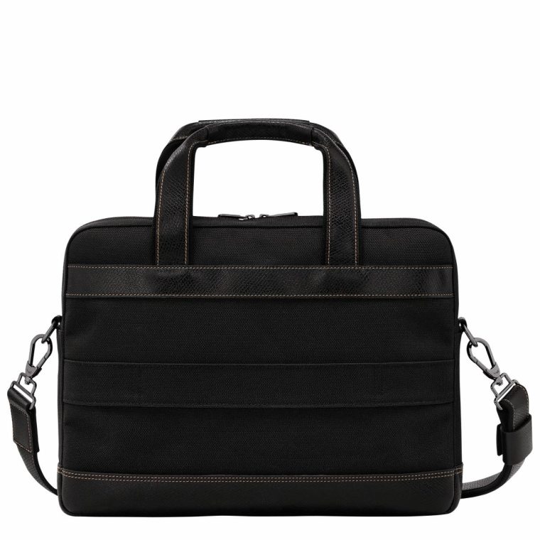 Boxford S Briefcase Black - Recycled Canvas Briefcase Men Longchamp Black - Image 3