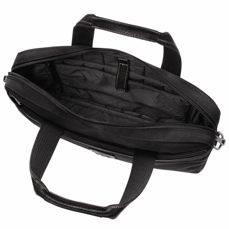 Boxford S Briefcase Black - Recycled Canvas Briefcase Men Longchamp Black - Image 4