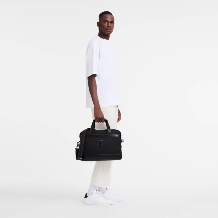 Boxford S Briefcase Black - Recycled Canvas Briefcase Men Longchamp Black