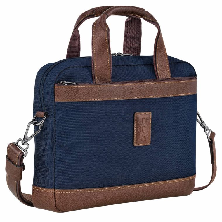 Boxford S Briefcase Blue - Recycled Canvas Longchamp Men Blue Briefcase - Image 2