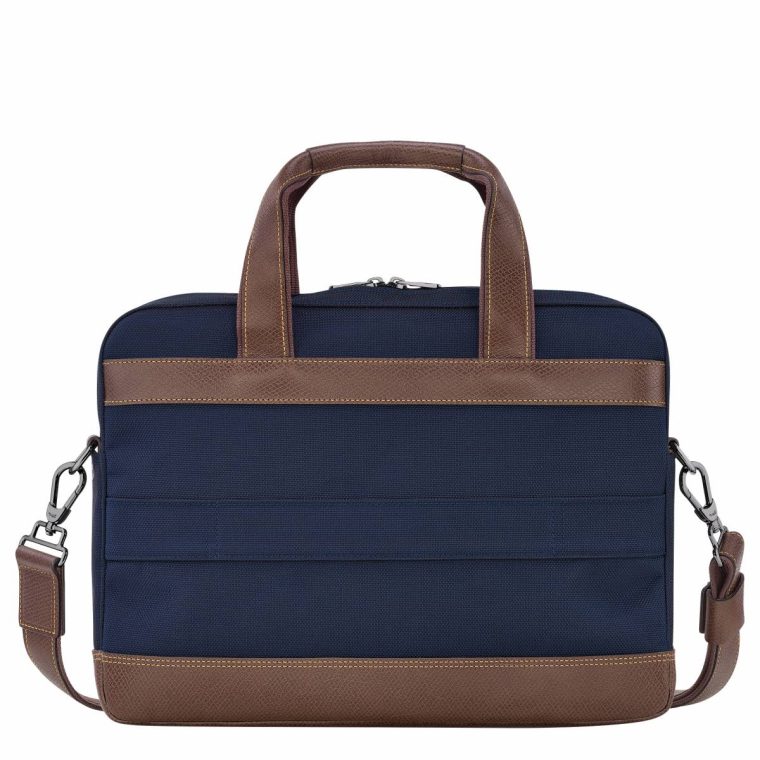 Boxford S Briefcase Blue - Recycled Canvas Longchamp Men Blue Briefcase - Image 3