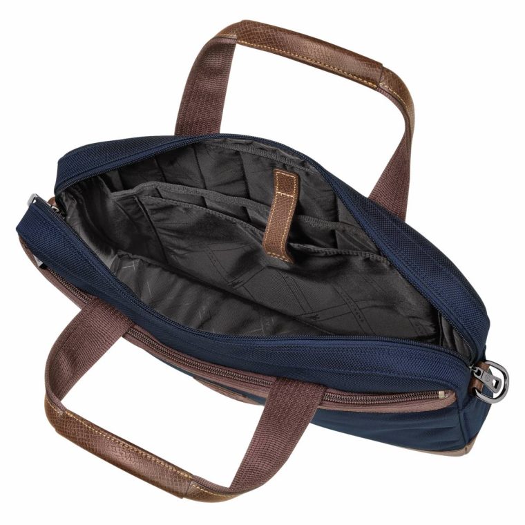 Boxford S Briefcase Blue - Recycled Canvas Longchamp Men Blue Briefcase - Image 4