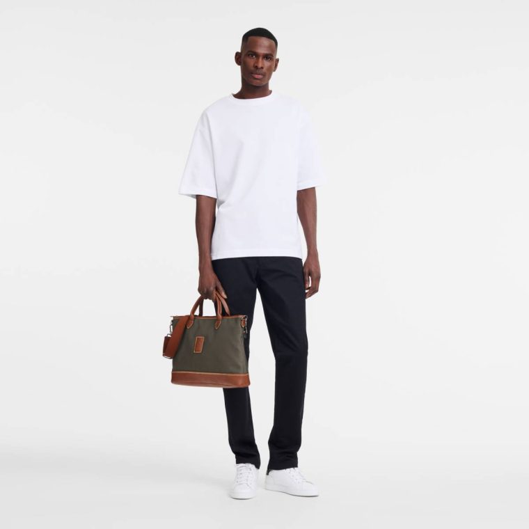 Boxford S Briefcase Brown - Recycled Canvas Briefcase Women Brown Longchamp