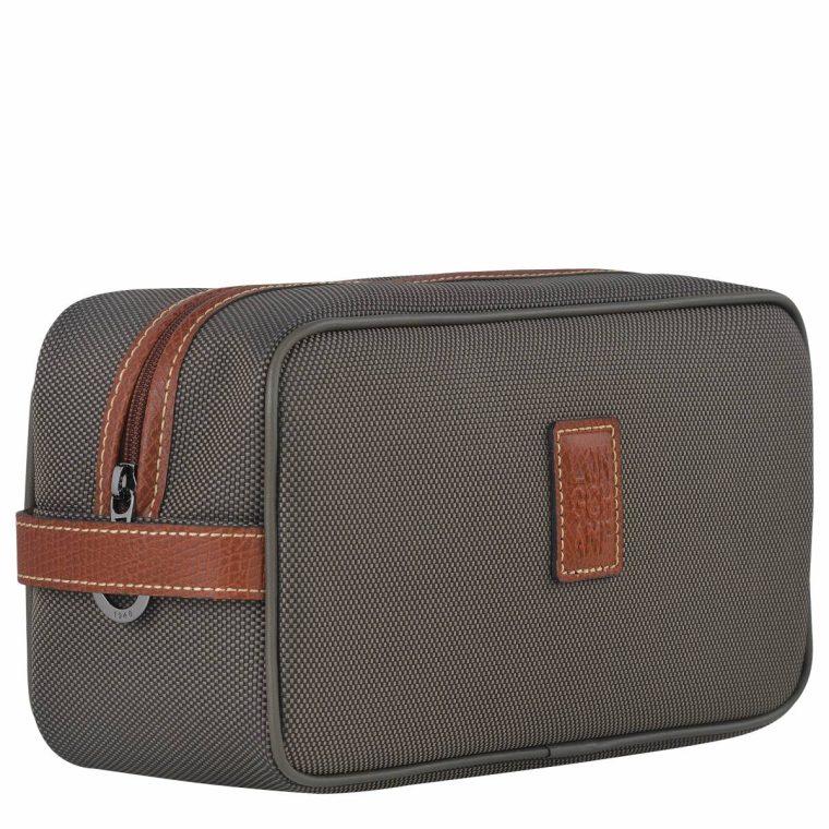 Boxford Toiletry Case Brown - Recycled Canvas Women Longchamp Brown Toiletry Bags