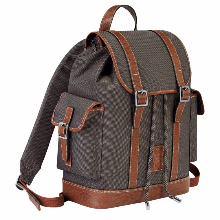 Brown Boxford Backpack Brown - Recycled Canvas Longchamp Backpacks Men - Image 2