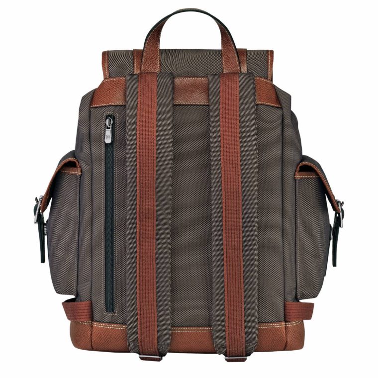 Brown Boxford Backpack Brown - Recycled Canvas Longchamp Backpacks Men - Image 3