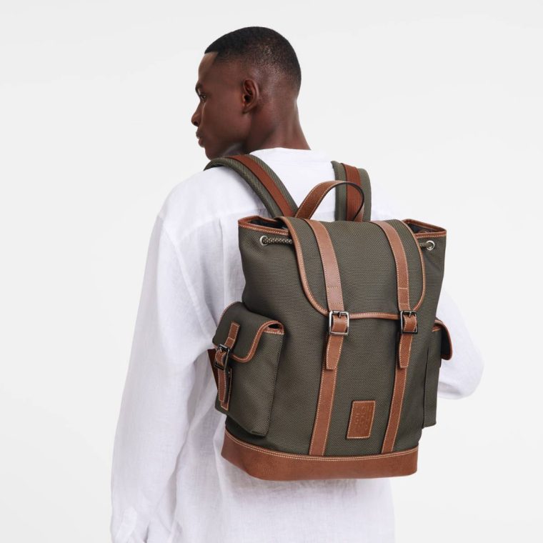 Brown Boxford Backpack Brown - Recycled Canvas Longchamp Backpacks Men