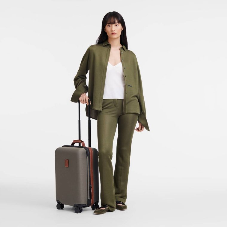 Brown Boxford S Carry-On Brown - Recycled Canvas Suitcases Longchamp Women