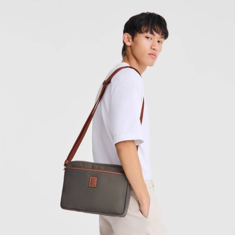 Brown Men Boxford M Camera Bag Brown - Recycled Canvas Longchamp Crossbody Bags