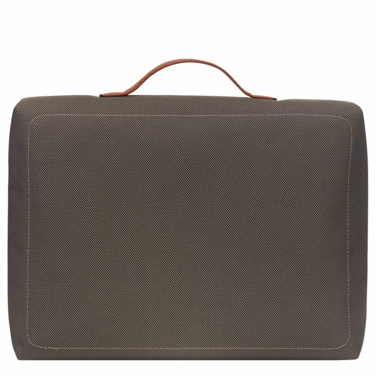 Brown Men Briefcase Longchamp Boxford S Briefcase Brown - Recycled Canvas - Image 3