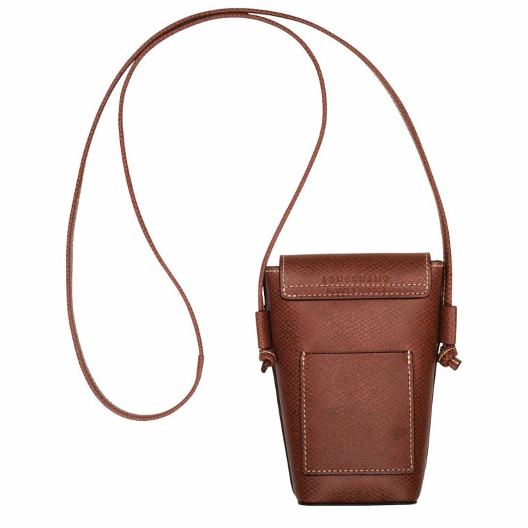 Brown Women Épure Phone Case With Leather Lace Brown - Leather Longchamp Phone Cases - Image 4