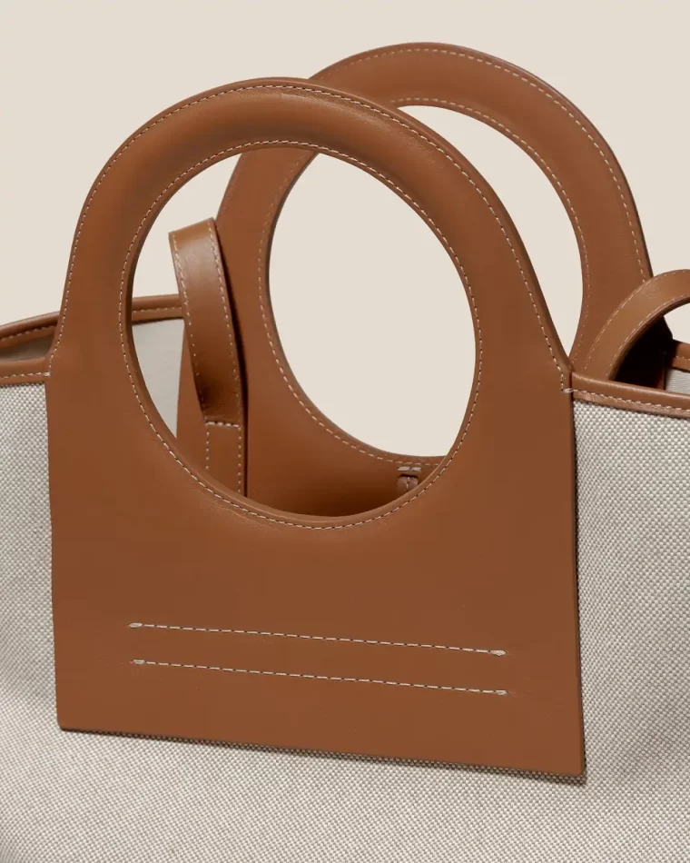 Cala L - Leather-Trimmed Canvas Tote Bag Hereu Women Beige/Tan Tote Bags - Image 3