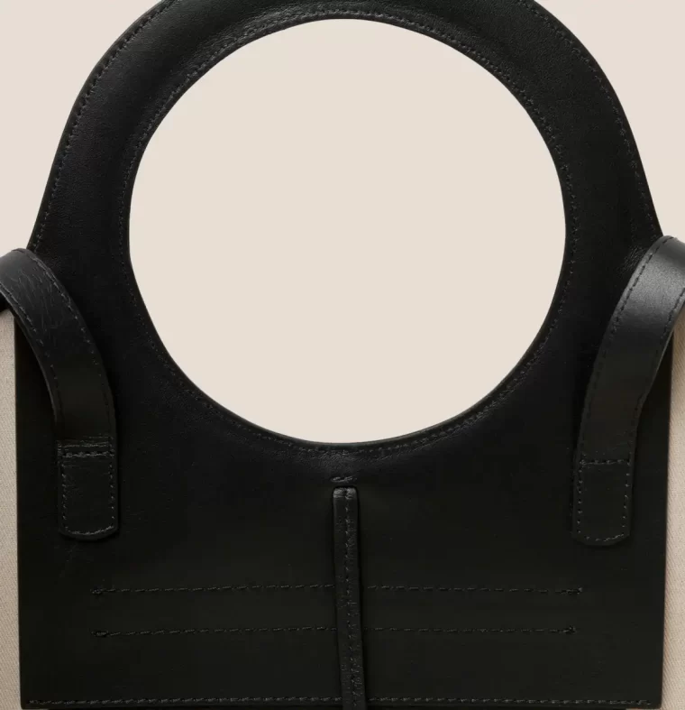 Cala S - Leather-Trimmed Canvas Tote Bag Hereu Beige/Black Tote Bags Women - Image 5