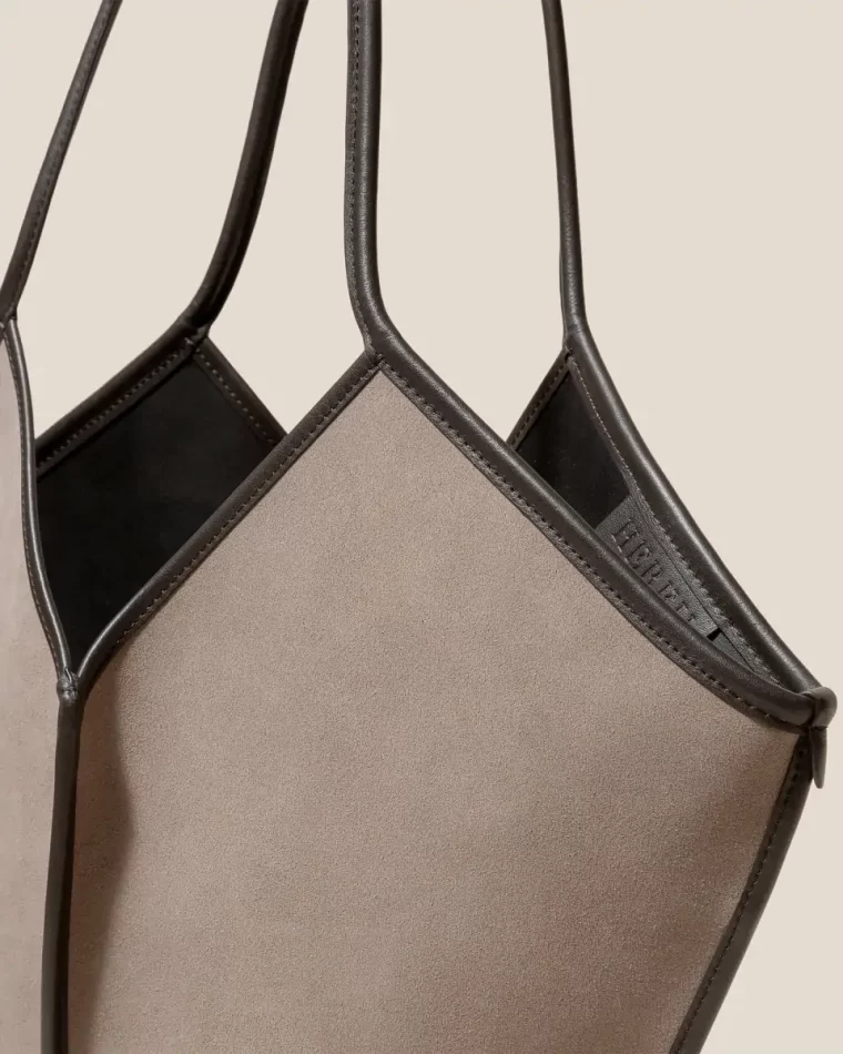 Calella Suede - Calf Suede Tote Bag Women Hereu Grey Dark Brown Shoulder Bags - Image 3