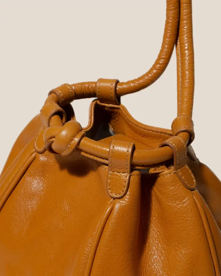Camel Crossbody Bags Hereu Women Globul Mini Supple Shiny - Balloon-Shaped Crossbody Bag - Image 3