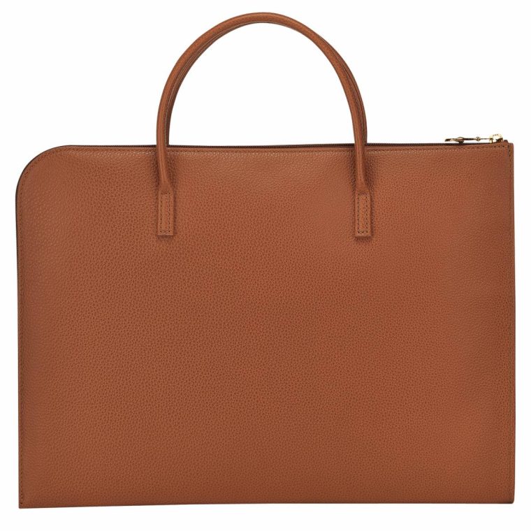 Caramel Le Foulonné S Briefcase Caramel - Leather Women Longchamp Leather Bags - Image 4