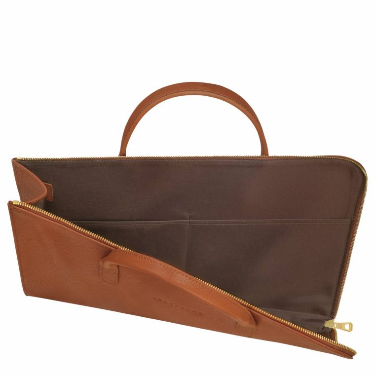 Caramel Le Foulonné S Briefcase Caramel - Leather Women Longchamp Leather Bags - Image 5