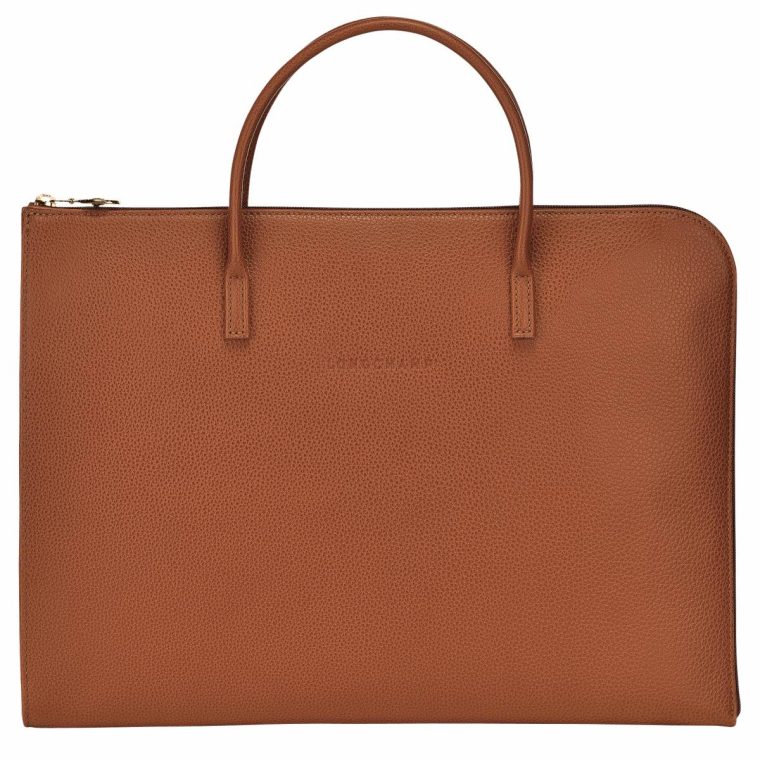 Caramel Le Foulonné S Briefcase Caramel - Leather Women Longchamp Leather Bags
