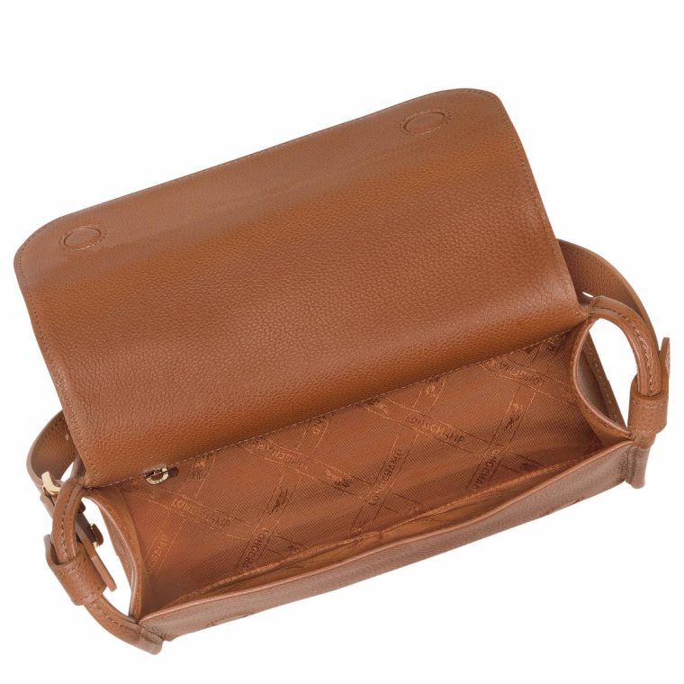 Caramel Leather Bags Le Foulonné M Crossbody Bag Caramel - Leather Longchamp Women - Image 4
