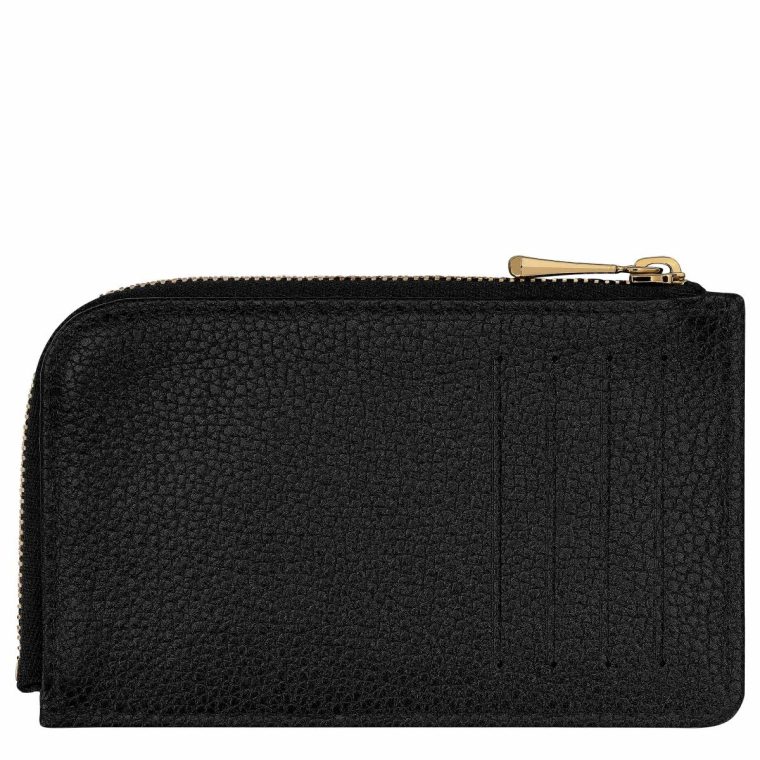 Cardholders & Coin Purses Black Women Longchamp Le Foulonné Card Holder Black - Leather - Image 2
