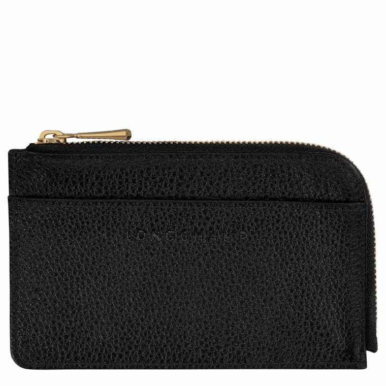 Cardholders & Coin Purses Black Women Longchamp Le Foulonné Card Holder Black - Leather