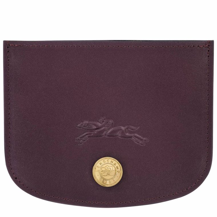 Cardholders & Coin Purses Longchamp Women Eggplant Épure Card Holder Eggplant - Leather
