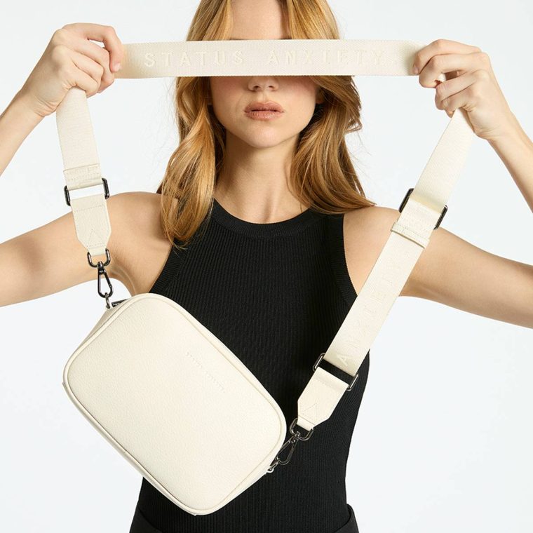 Chalk Status Anxiety Women Plunder Bag With Webbed Strap - Chalk Crossbody - Image 4