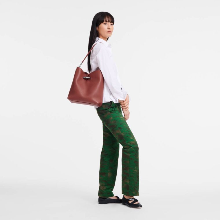 Chestnut Leather Bags Longchamp Le Roseau M Shoulder Bag Chestnut - Leather Women - Image 2