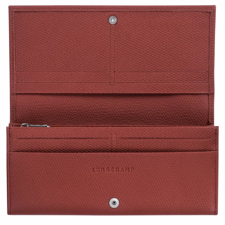 Chestnut Leather Wallets Women Le Roseau Flap Wallet Chestnut - Leather Longchamp - Image 2