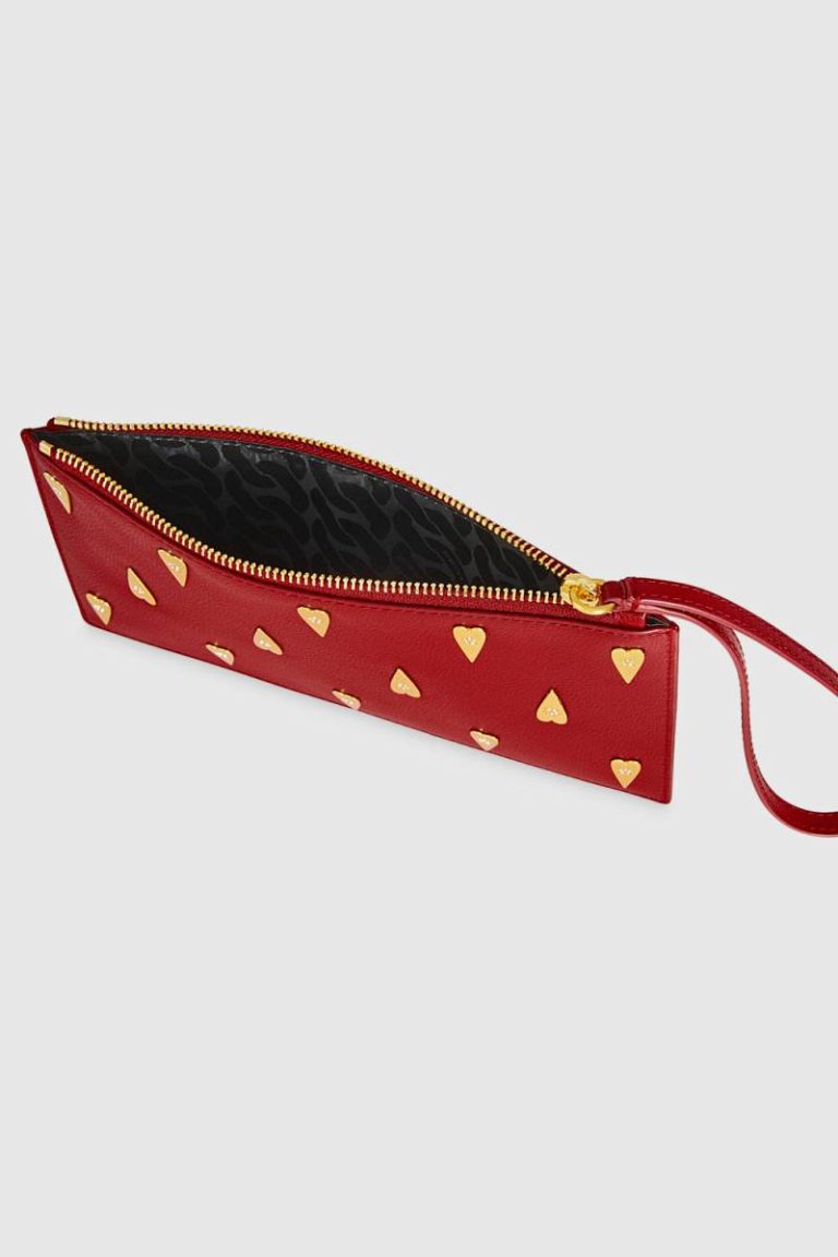 Chili Rebecca Minkoff Women Clutch Medium Heart Studded Pouch - Image 3