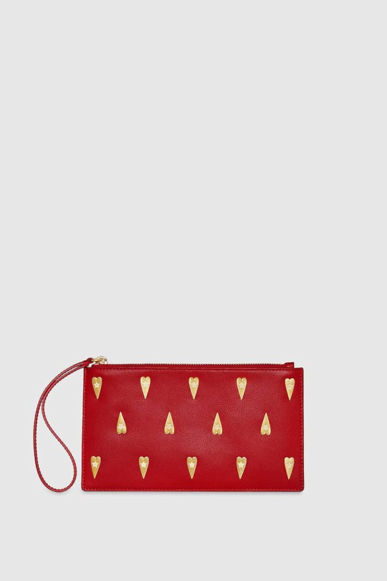 Chili Rebecca Minkoff Women Clutch Medium Heart Studded Pouch