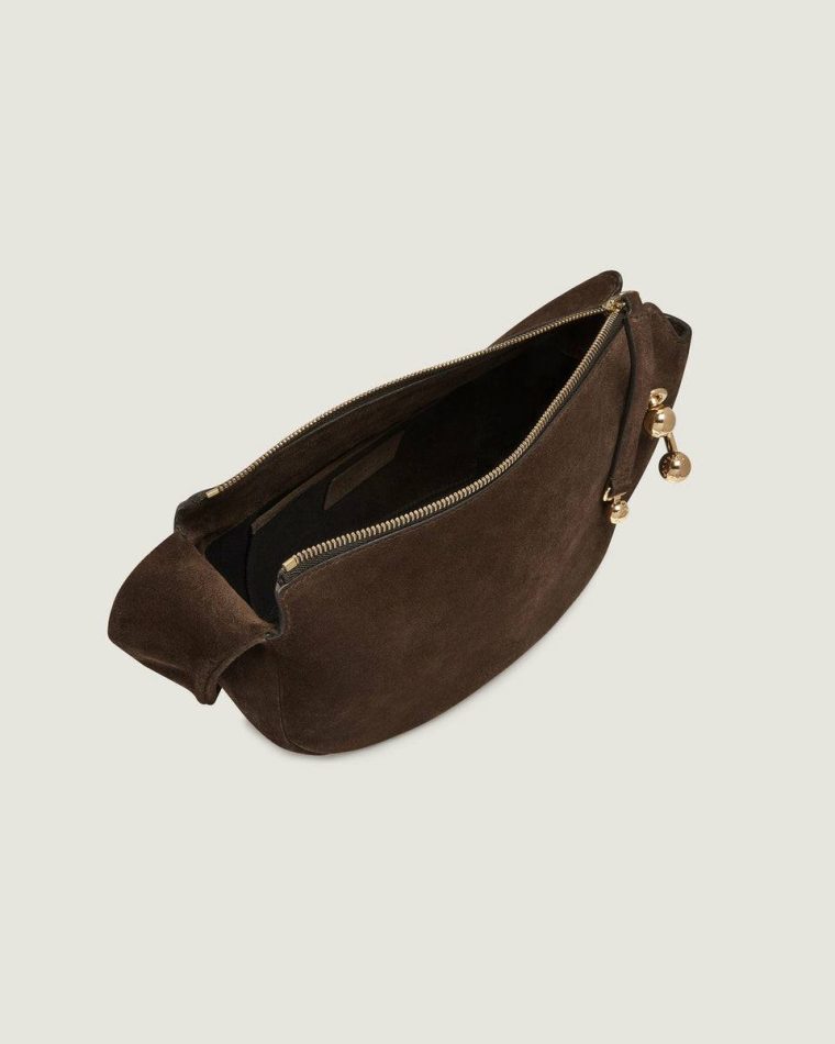 Chocolate Suede Women Strathberry Halo Shoulder Bags - Image 5