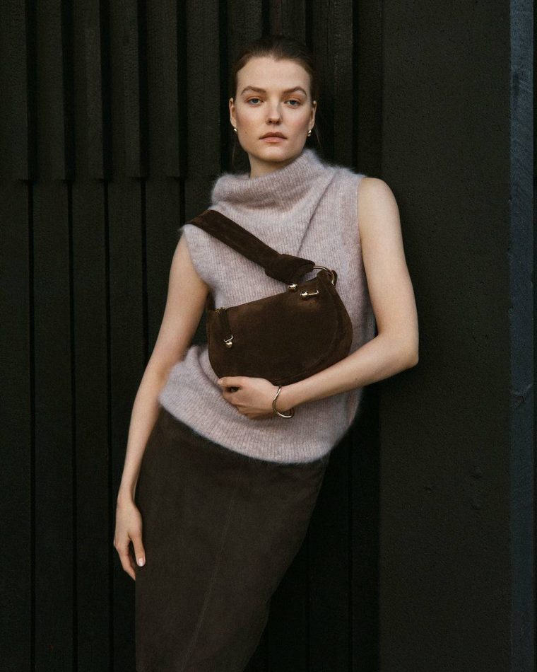 Chocolate Suede Women Strathberry Halo Shoulder Bags