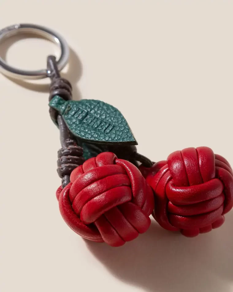 Cireres - Hand-Knotted Cherries Leather Key Holder Men Cherry Red Small Leather Goods Hereu - Image 3