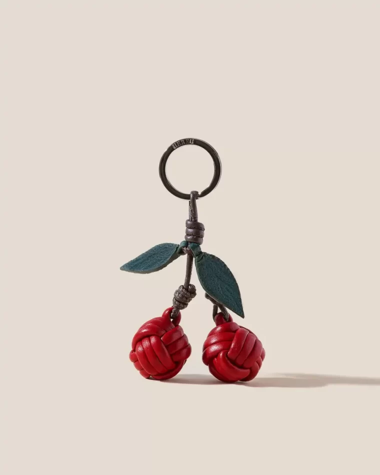 Cireres - Hand-Knotted Cherries Leather Key Holder Men Cherry Red Small Leather Goods Hereu