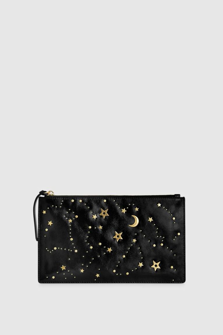 Clutch Women Large Celestial Studded Pouch Black Rebecca Minkoff