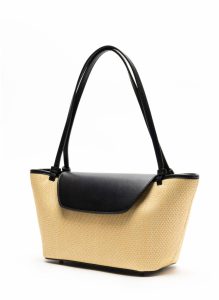 Courrier Women Courrier Tote Raffia/Leather Natural/Black Black Elleme - Image 2