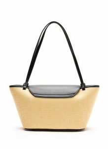 Courrier Women Courrier Tote Raffia/Leather Natural/Black Black Elleme - Image 3