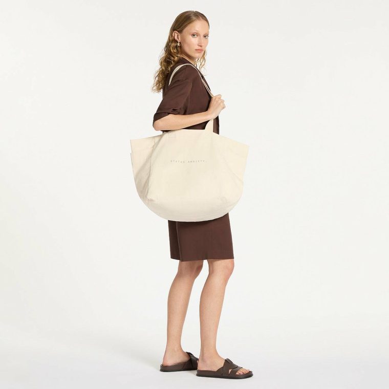 Cream Status Anxiety Tote Bags Women Knees Deep Bag - Cream - Image 4